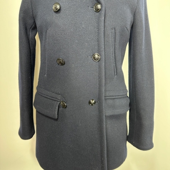 Madewell Double Breasted Wool Blend Peacoat Navy Women's XS Pockets Epithets - Picture 6 of 15